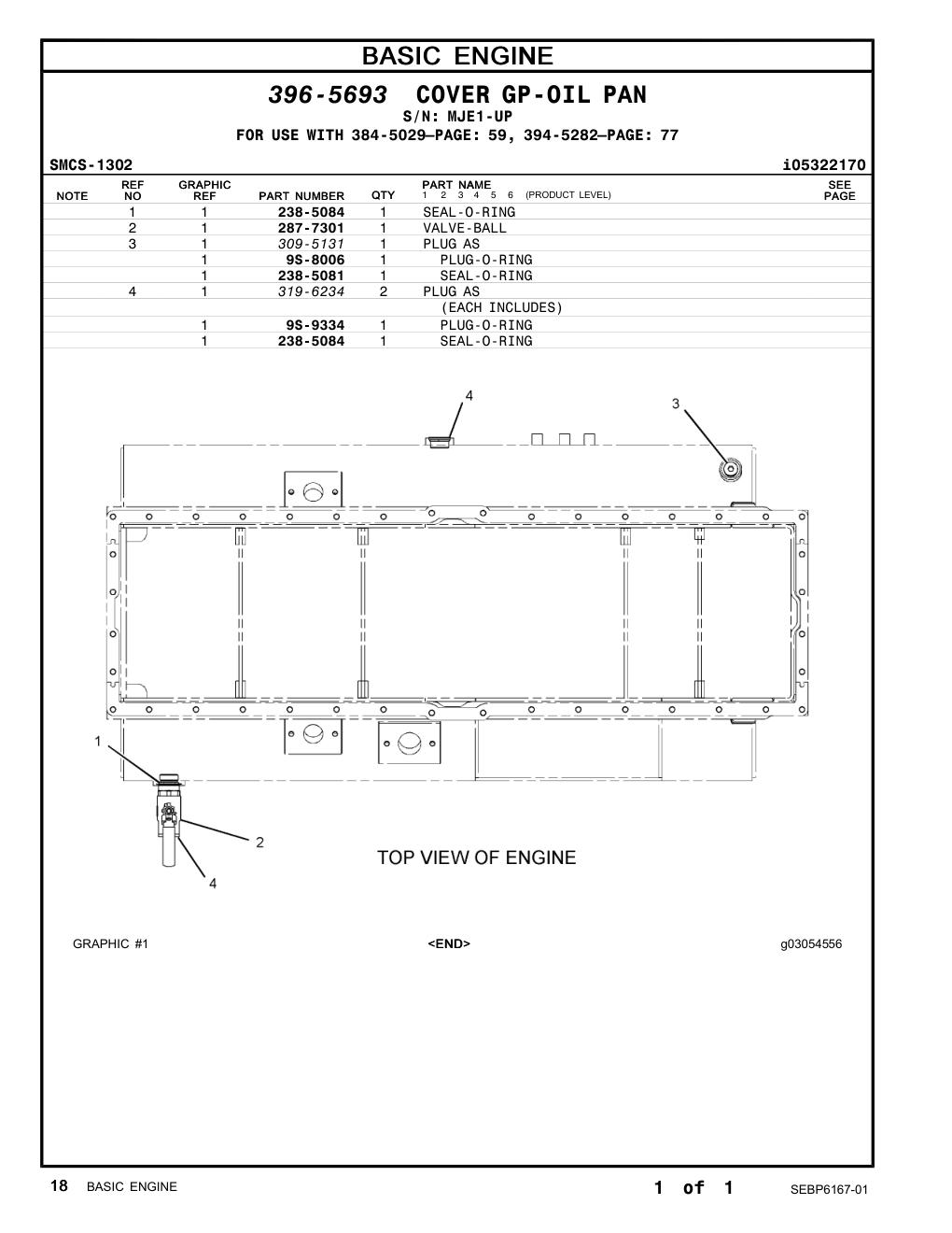 287-7301 VALVE-BALL · S/N MJE1-UP CAT parts manual diagram
