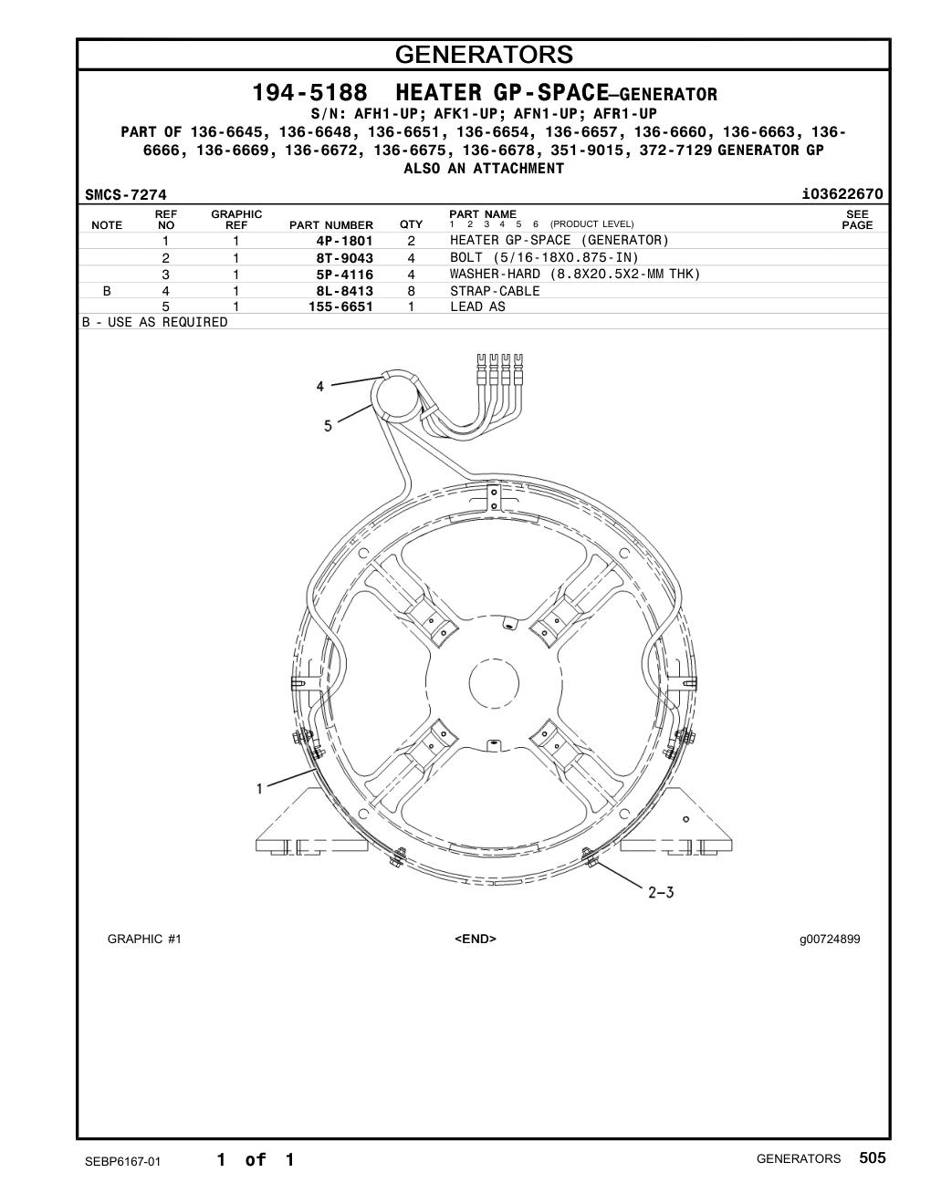 4P-1801 HEATER GP-SPACE (GENERATOR) CAT parts manual diagram