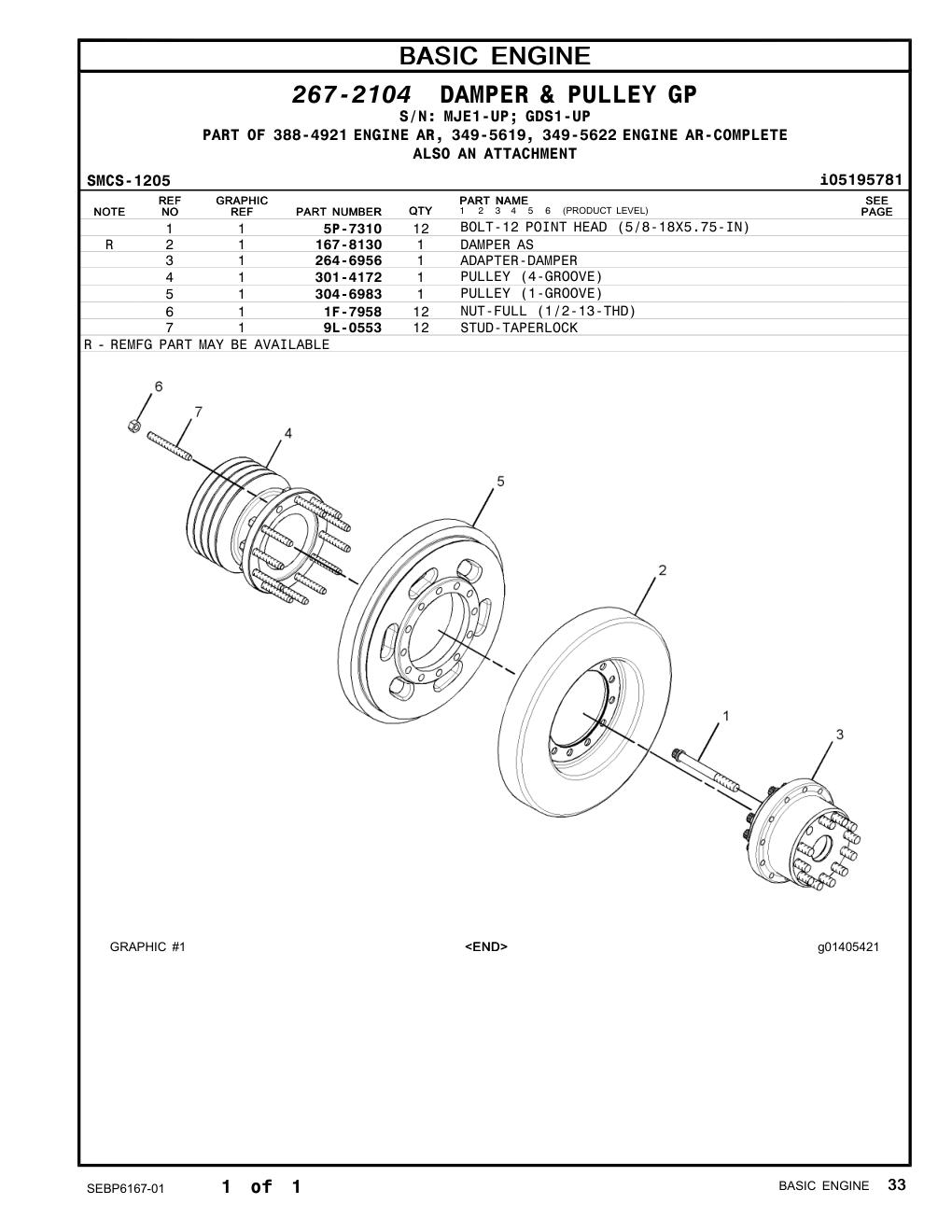 304-6983 PULLEY (1-GROOVE) CAT parts manual diagram