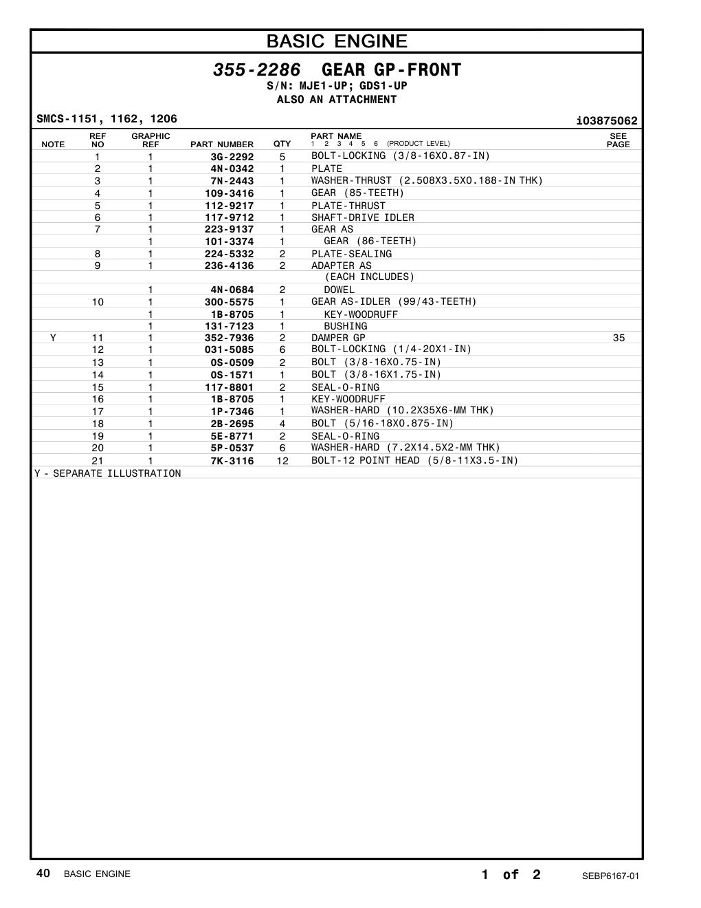 031-5085 BOLT-LOCKING (1/4-20X1-IN) CAT parts manual diagram