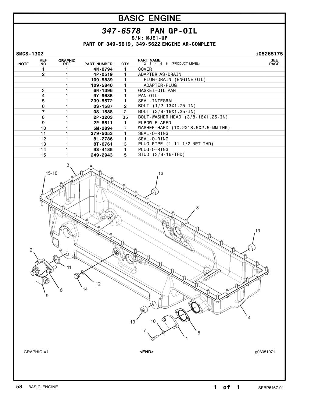 249-2943 STUD (3/8-16-THD) · S/N MJE1-UP CAT parts manual diagram