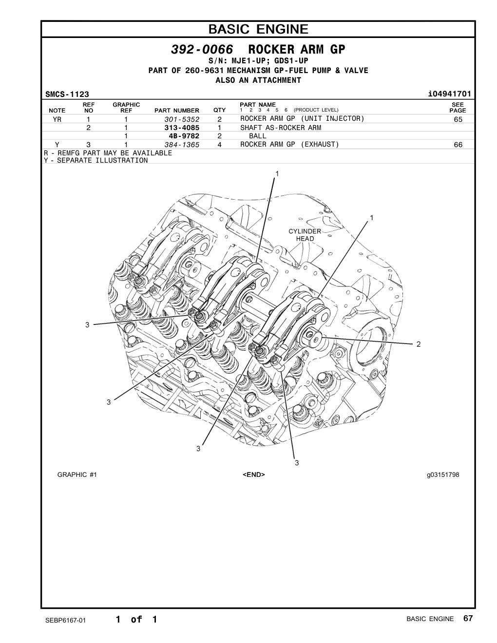 313-4085 SHAFT AS-ROCKER ARM CAT parts manual diagram