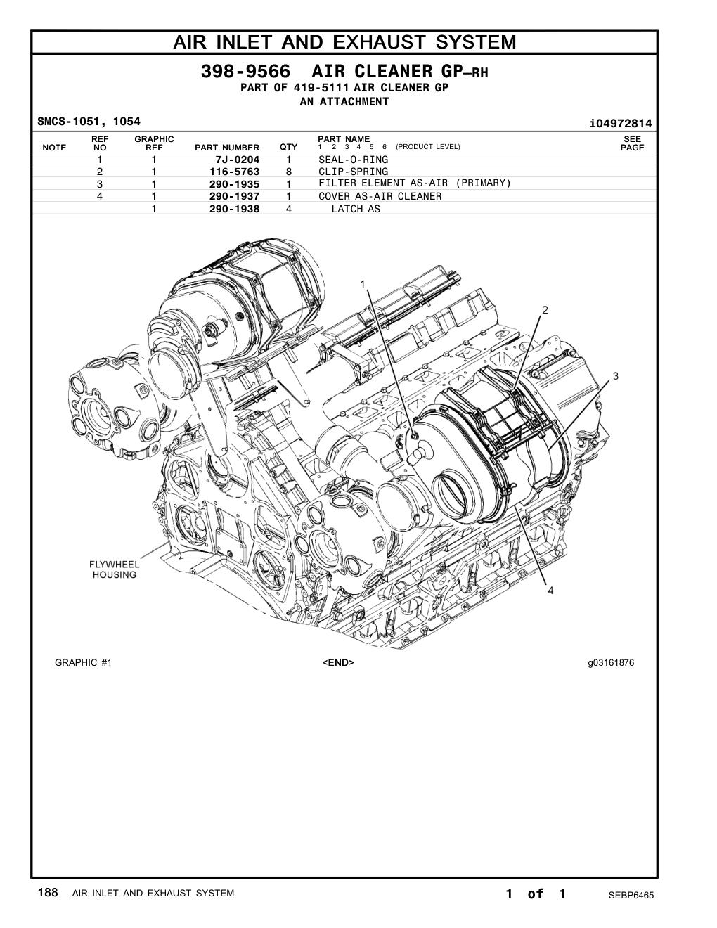 290-1935 FILTER ELEMENT AS-AIR (PRIMARY) CAT parts manual diagram
