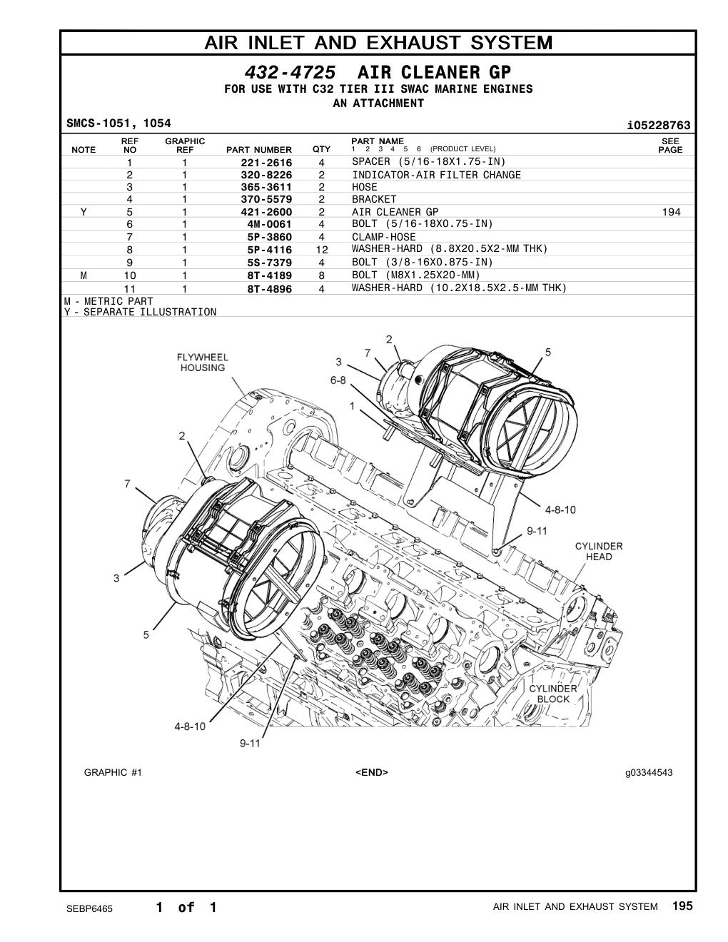 421-2600 AIR CLEANER GP CAT parts manual diagram