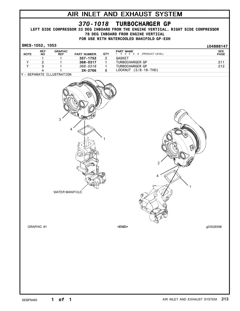 368-0317 TURBOCHARGER GP CAT parts manual diagram