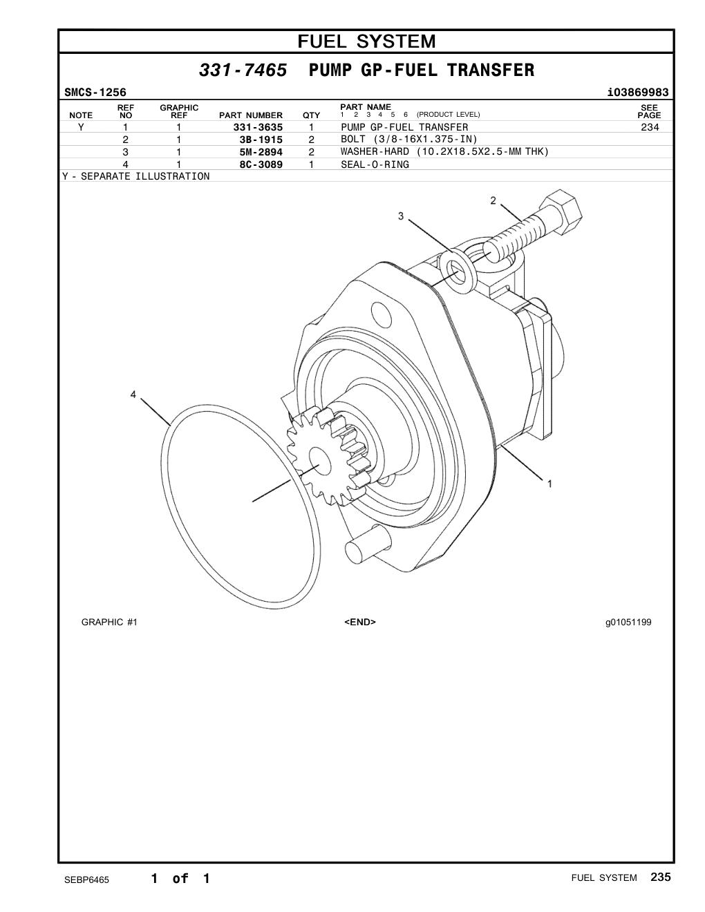 331-3635 PUMP GP-FUEL TRANSFER CAT parts manual diagram
