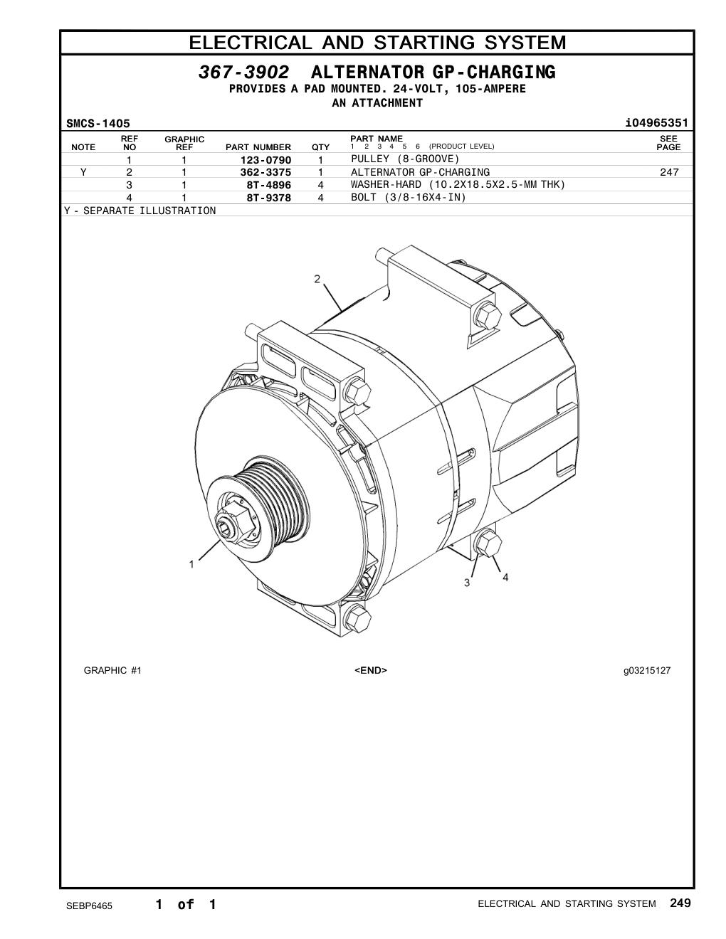 123-0790 PULLEY (8-GROOVE) CAT parts manual diagram