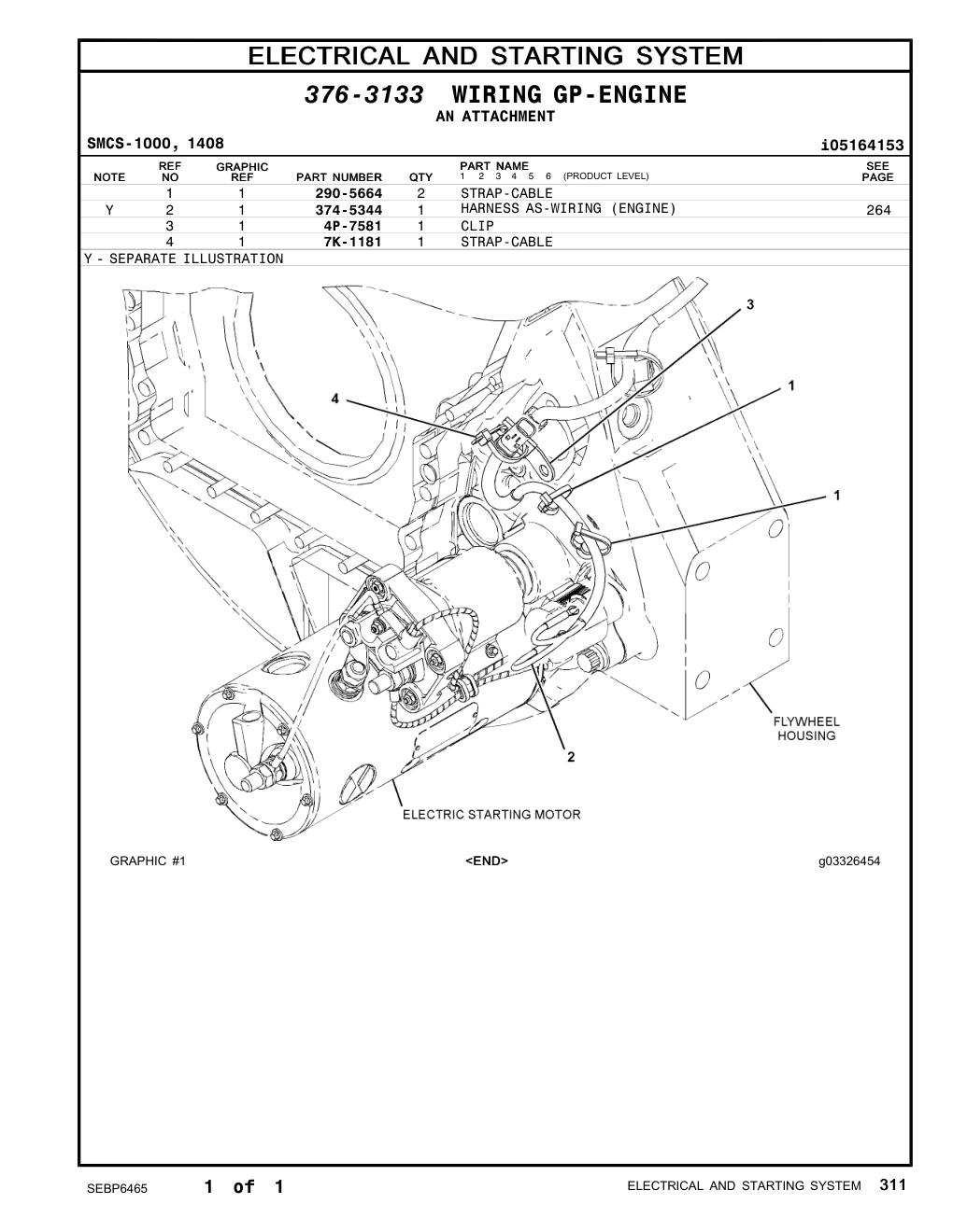 290-5664 STRAP-CABLE CAT parts manual diagram