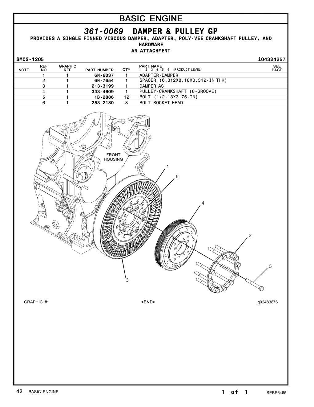 343-4609 PULLEY-CRANKSHAFT (8-GROOVE) CAT parts manual diagram