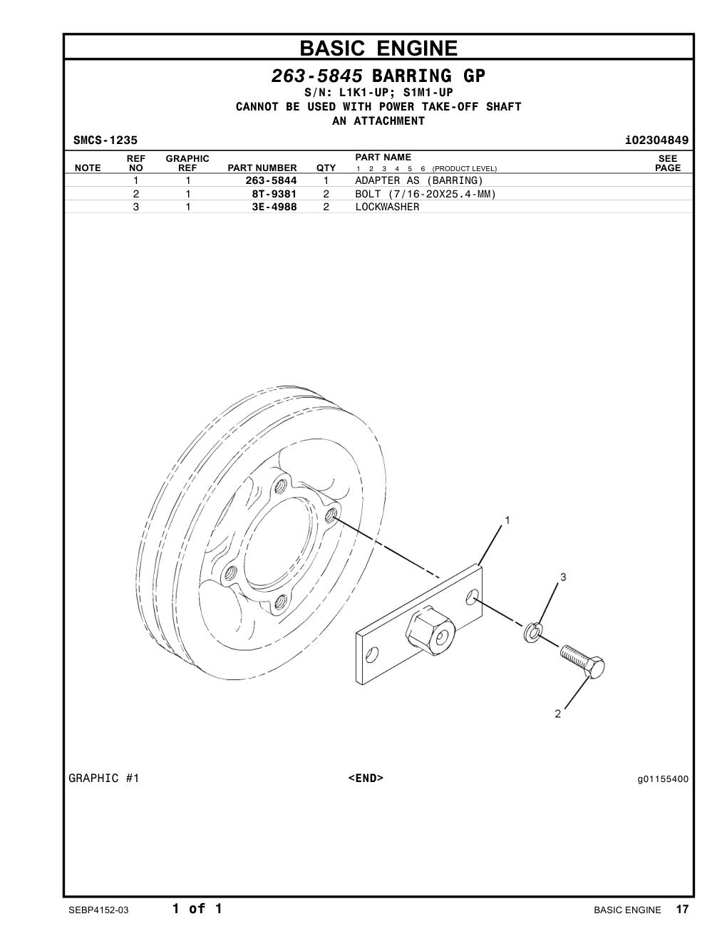 263-5844 ADAPTER AS (BARRING) CAT parts manual diagram
