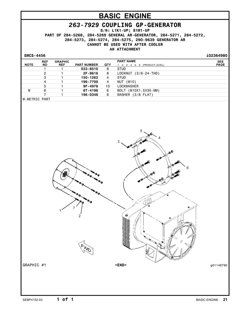 150-1262 STUD CAT parts manual diagram