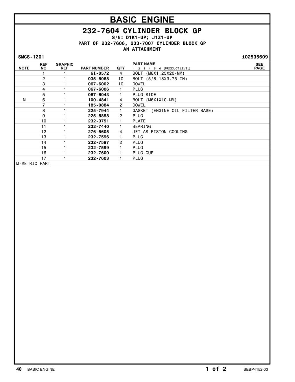 185-0884 DOWEL CAT parts manual diagram