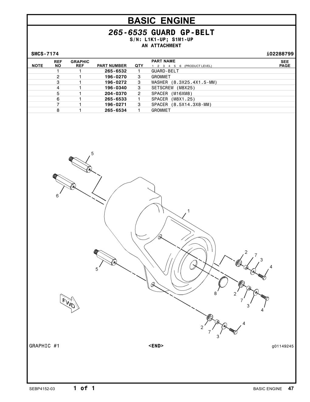 265-6532 GUARD-BELT CAT parts manual diagram
