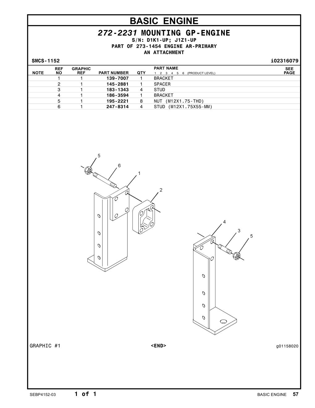 247-8314 STUD (M12X1.75X55-MM) CAT parts manual diagram