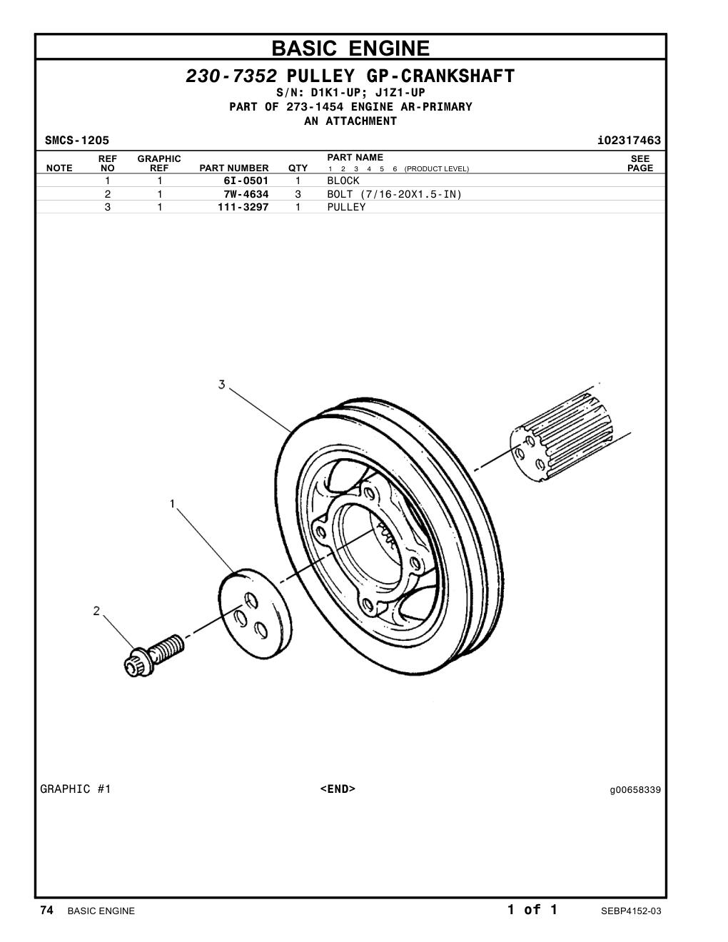 111-3297 PULLEY CAT parts manual diagram