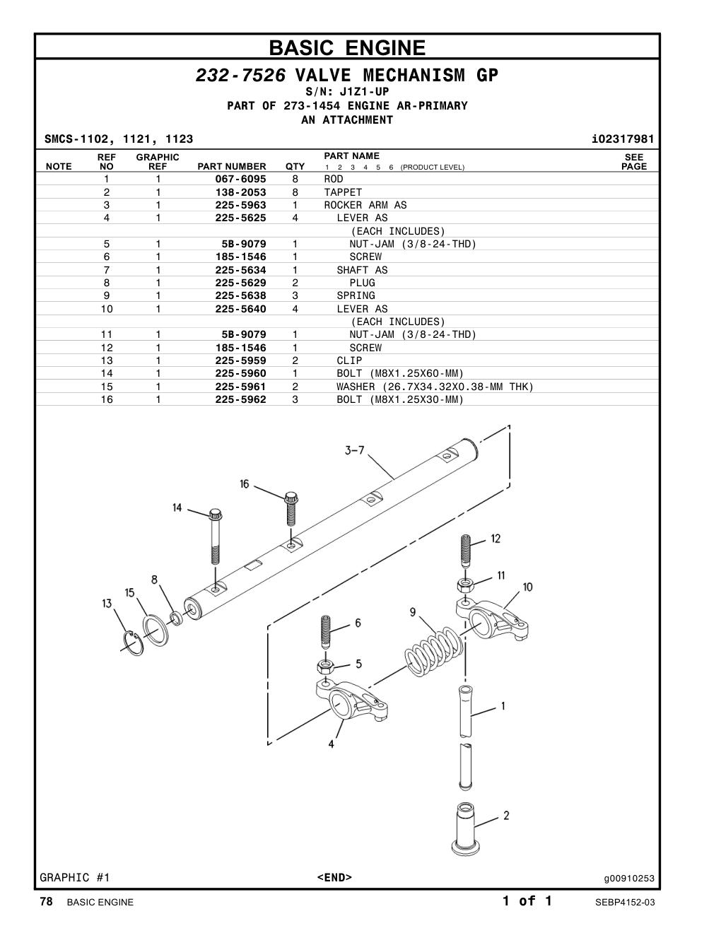 225-5959 CLIP · S/N J1Z1-UP CAT parts manual diagram