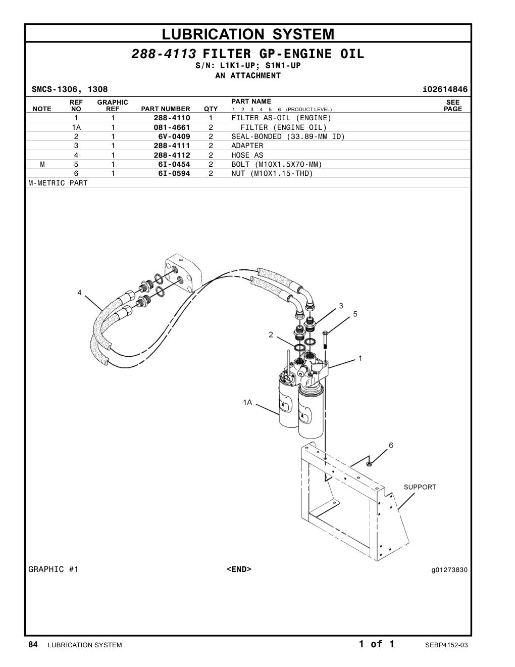 288-4110 FILTER AS-OIL (ENGINE) CAT parts manual diagram