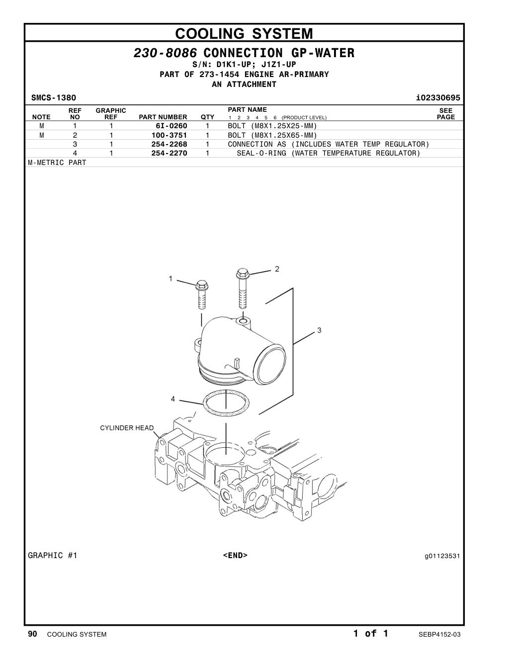 254-2270 SEAL-O-RING (WATER TEMPERATURE REGULATOR) CAT parts manual diagram