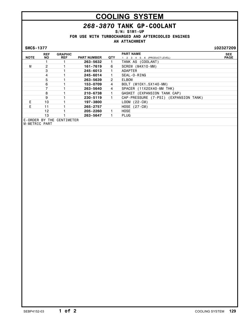 263-5640 SPACER (11X20X40-MM THK) · S/N S1M1-UP CAT parts manual diagram
