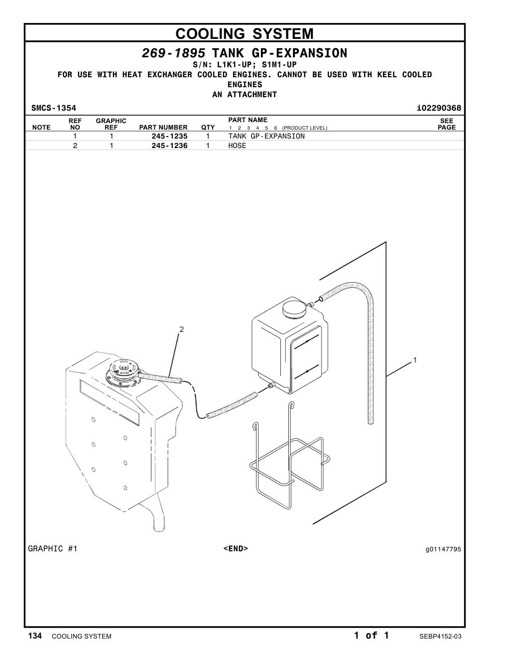 245-1235 TANK GP-EXPANSION CAT parts manual diagram