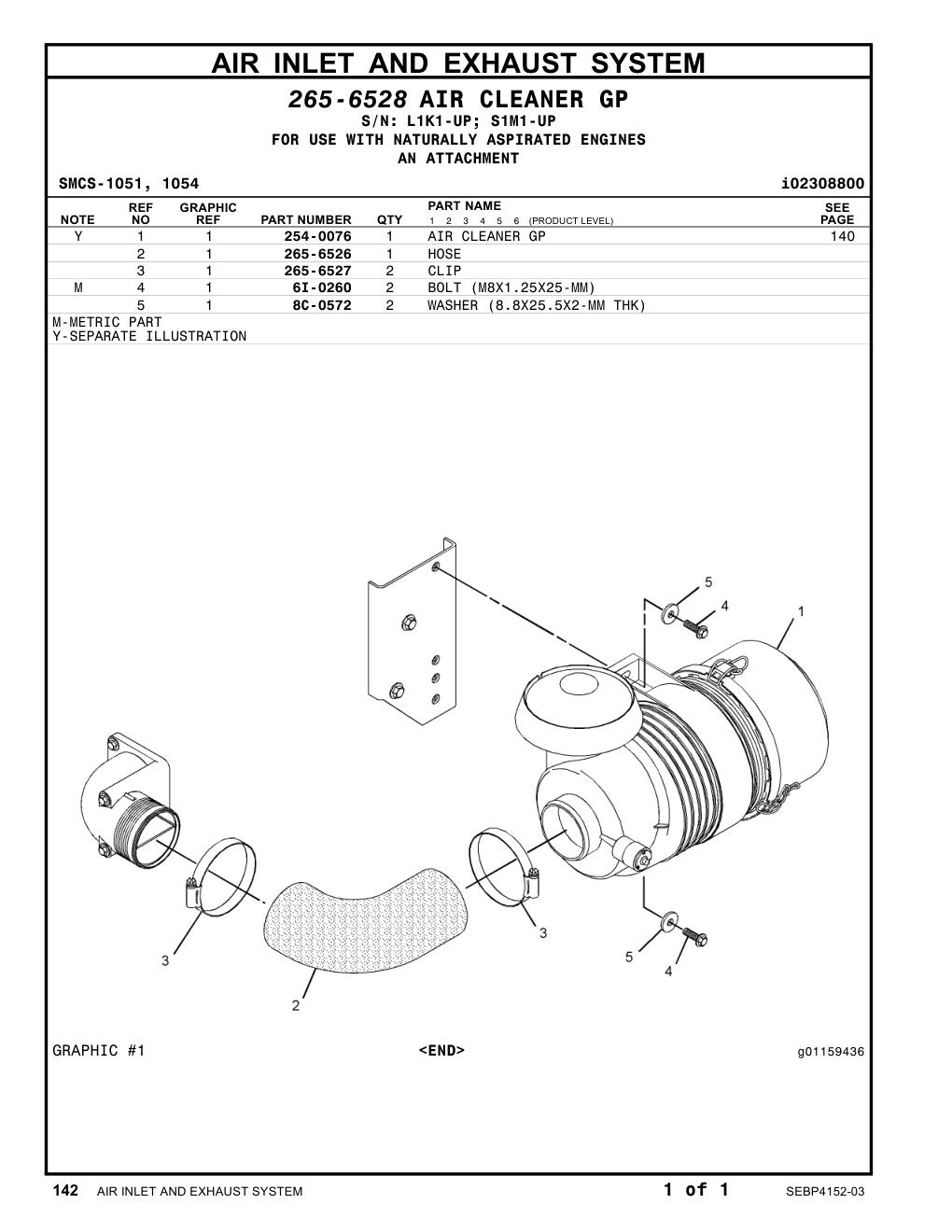 254-0076 AIR CLEANER GP CAT parts manual diagram