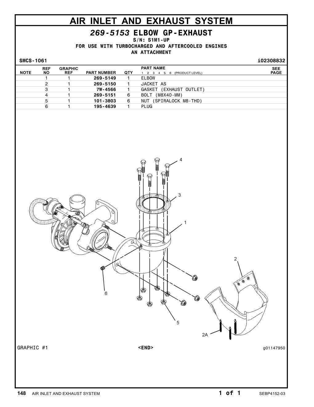 269-5151 BOLT (M8X40-MM) · S/N S1M1-UP CAT parts manual diagram