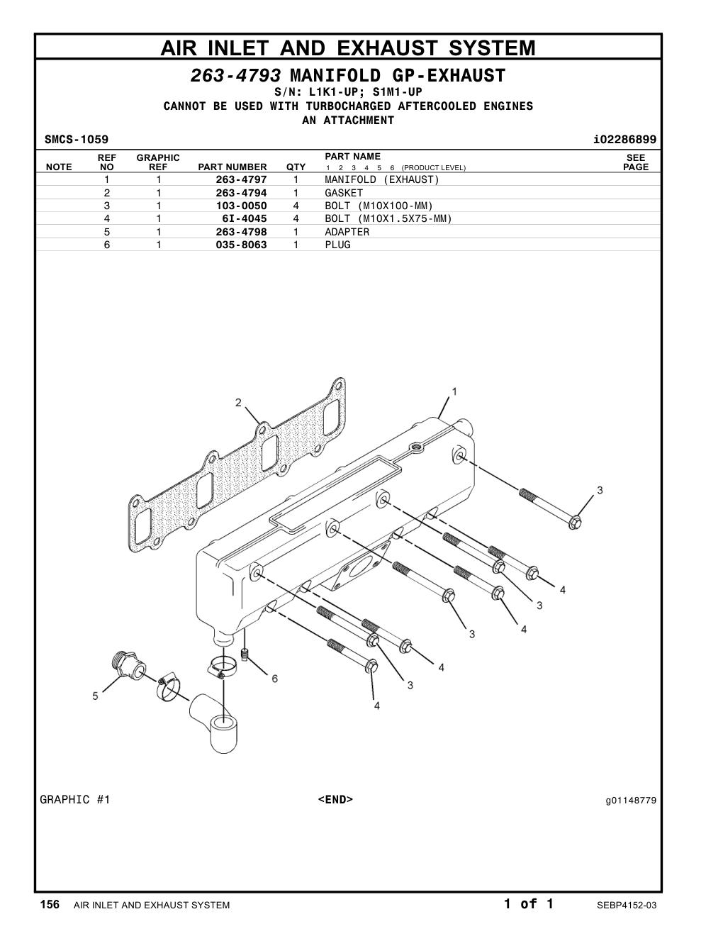 263-4797 MANIFOLD (EXHAUST) CAT parts manual diagram