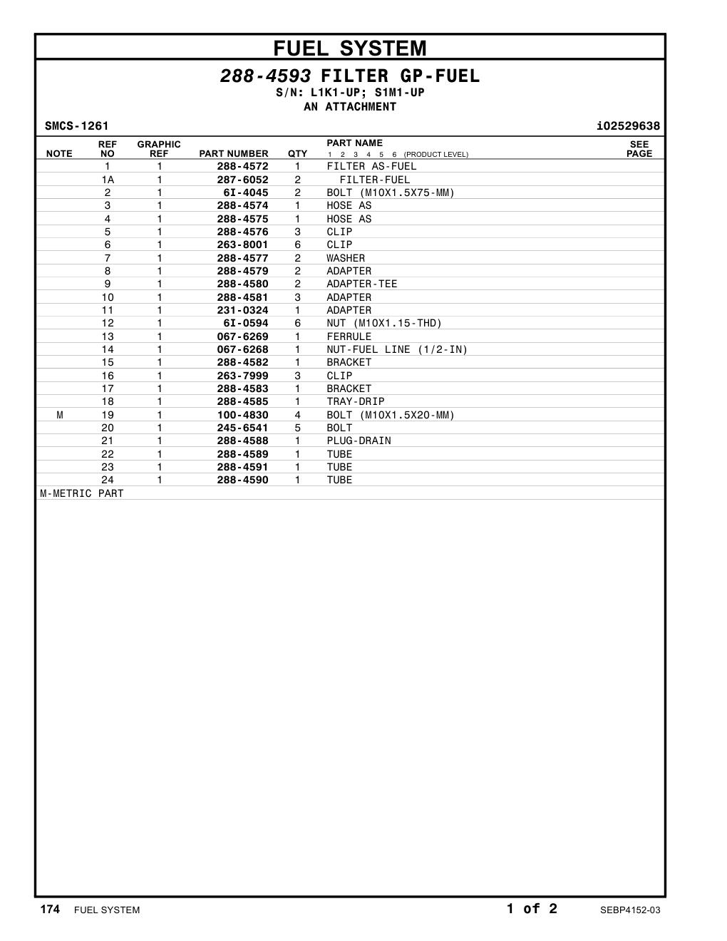 288-4572 FILTER AS-FUEL CAT parts manual diagram