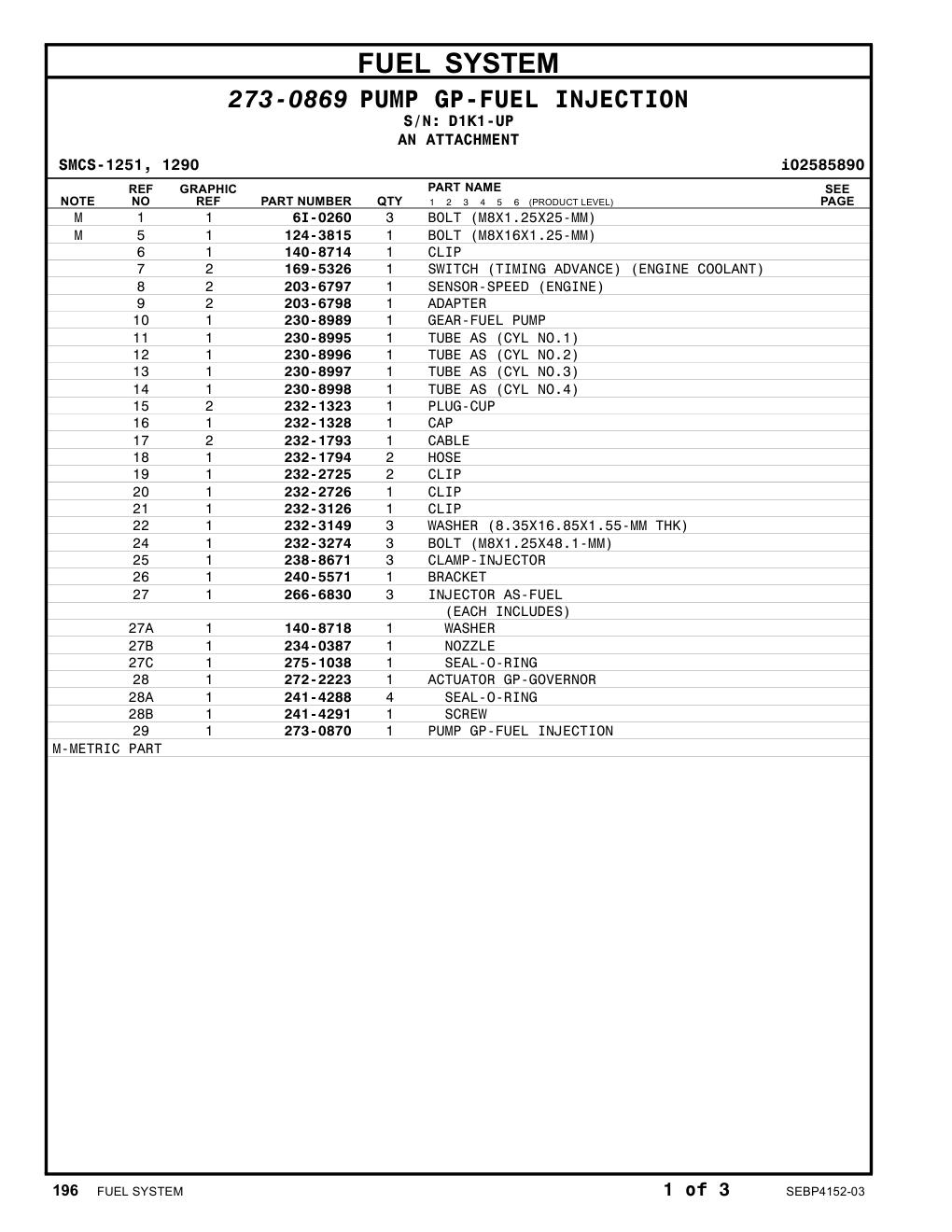 169-5326 SWITCH (TIMING ADVANCE) (ENGINE COOLANT) · S/N D1K1-UP CAT parts manual diagram