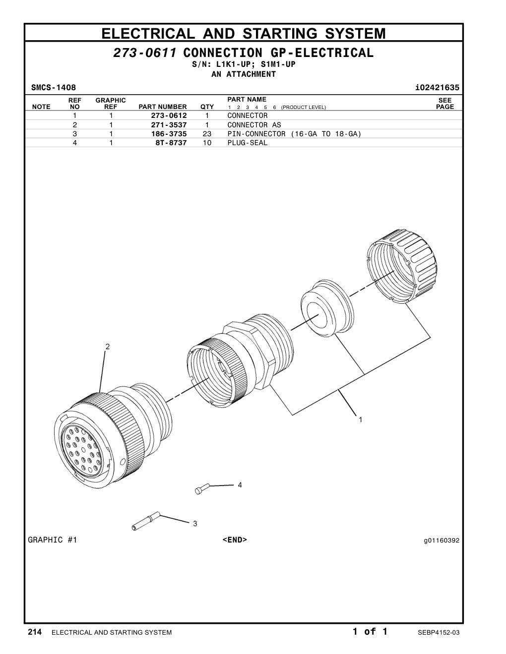 271-3537 CONNECTOR AS CAT parts manual diagram