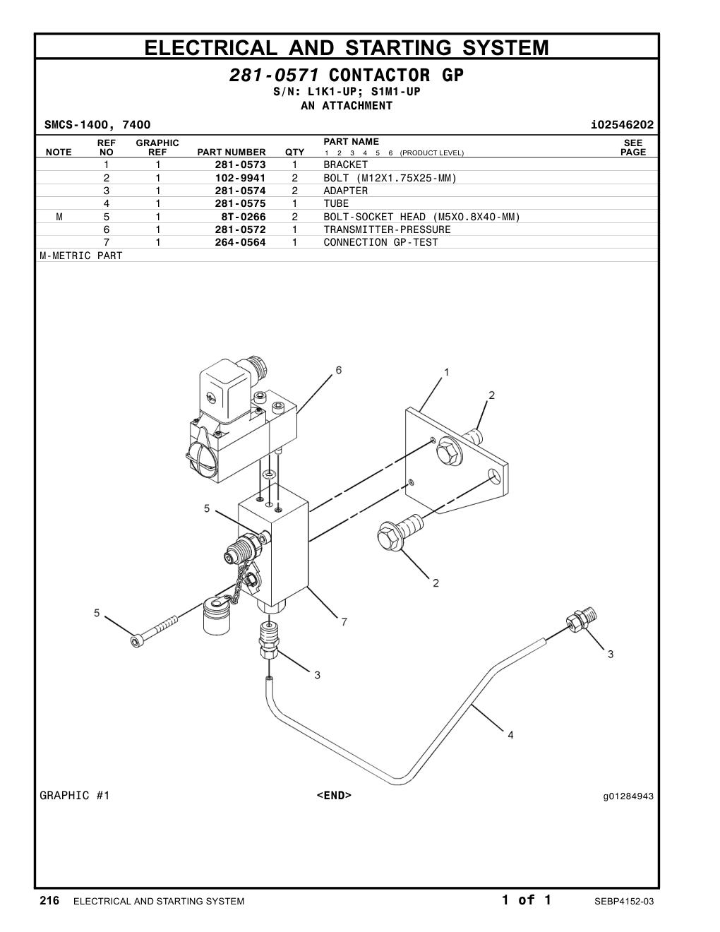 281-0572 TRANSMITTER-PRESSURE CAT parts manual diagram