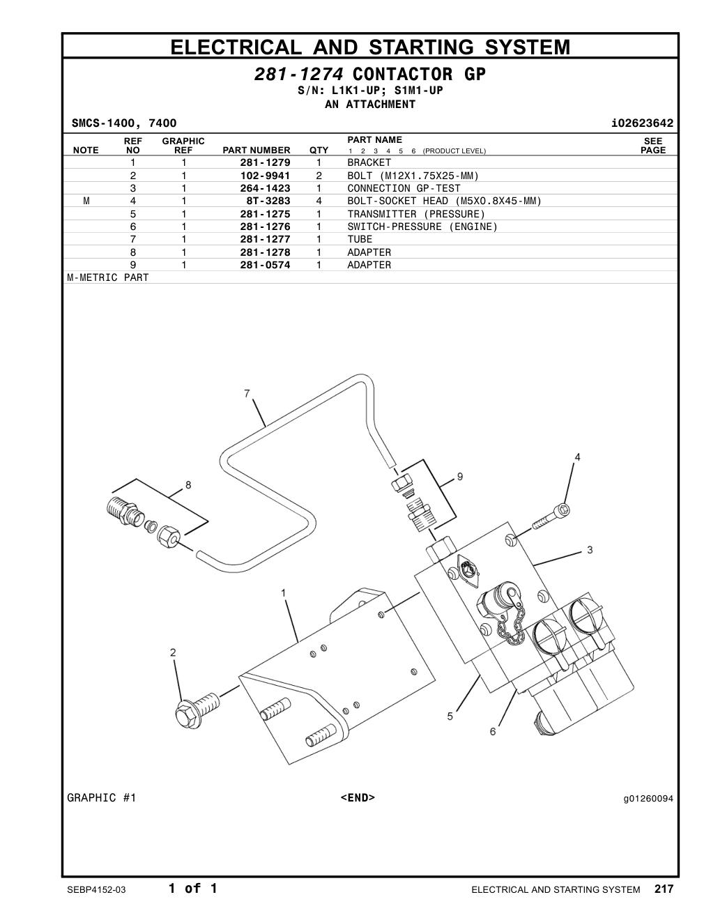 264-1423 CONNECTION GP-TEST CAT parts manual diagram