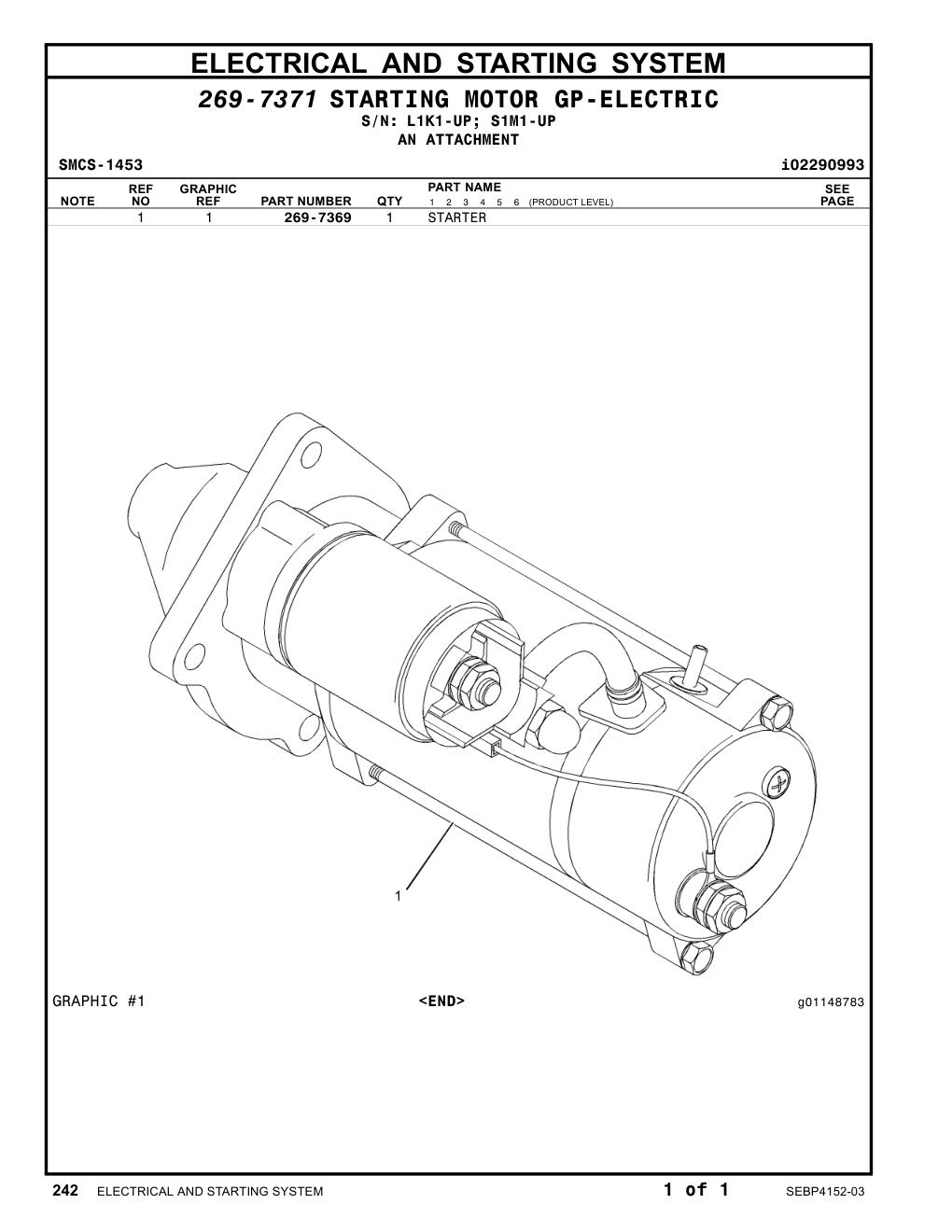 269-7369 STARTER CAT parts manual diagram