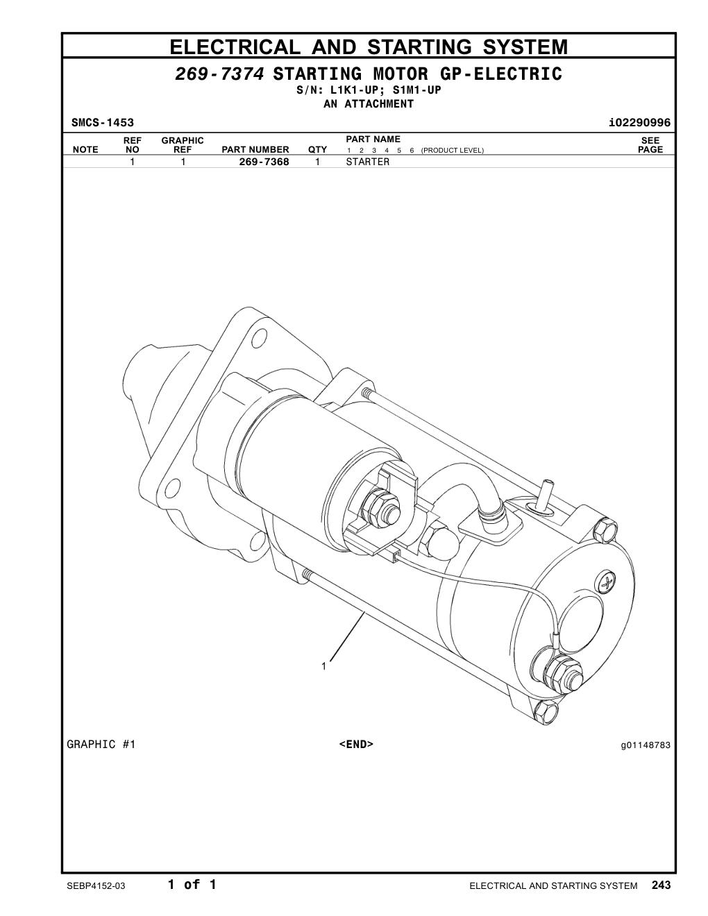 269-7368 STARTER CAT parts manual diagram