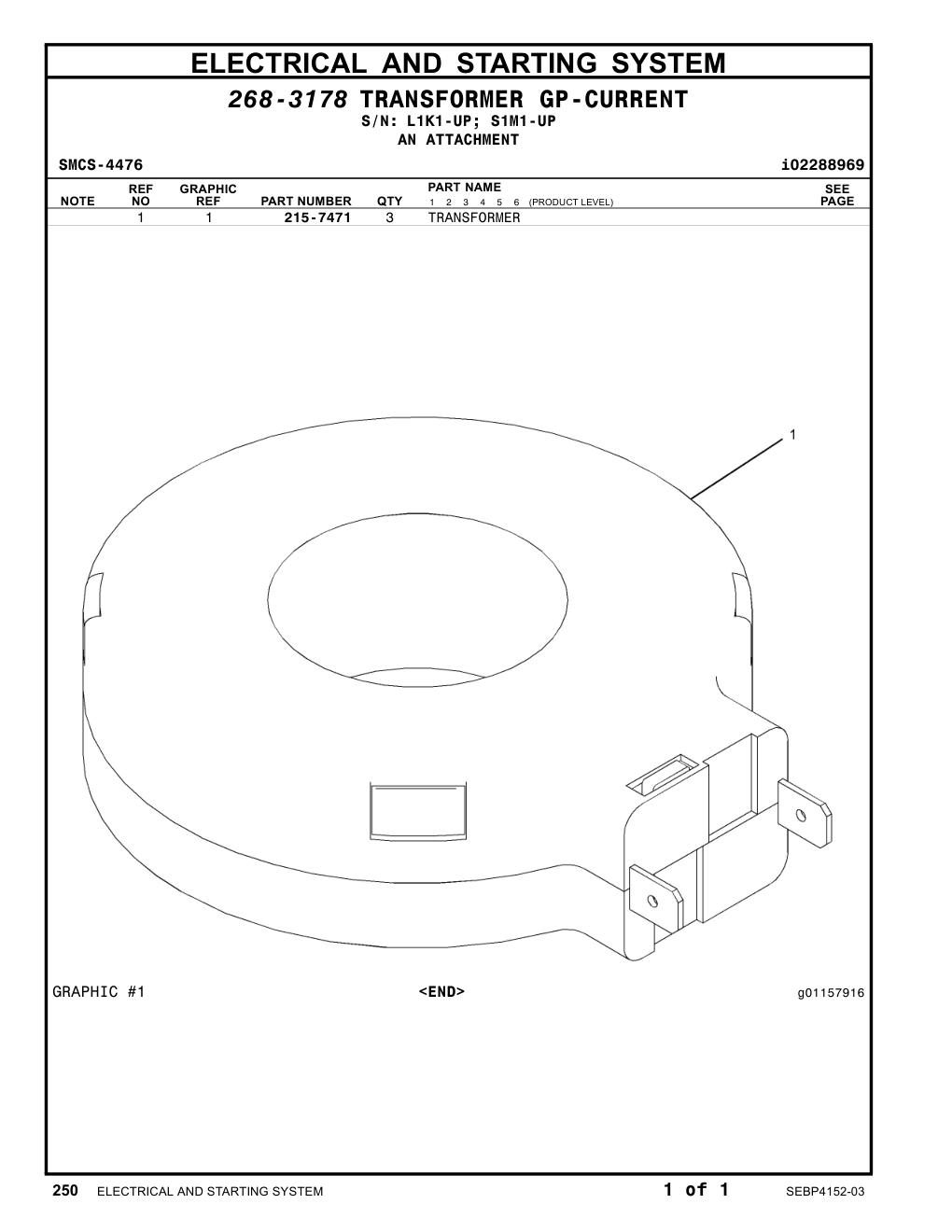 215-7471 TRANSFORMER CAT parts manual diagram