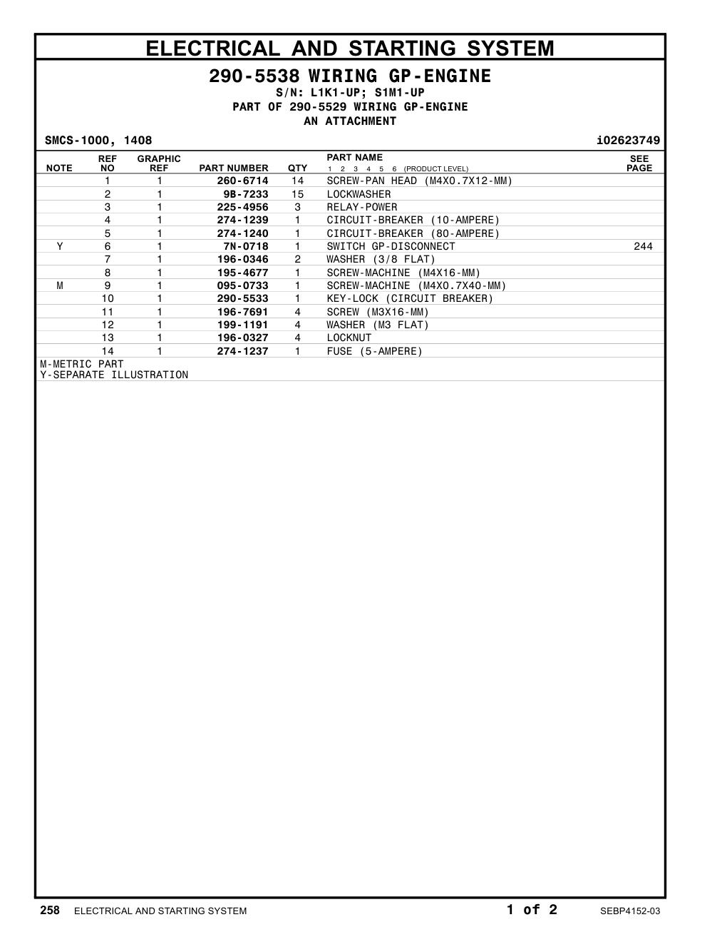 260-6714 SCREW-PAN HEAD (M4X0.7X12-MM) CAT parts manual diagram