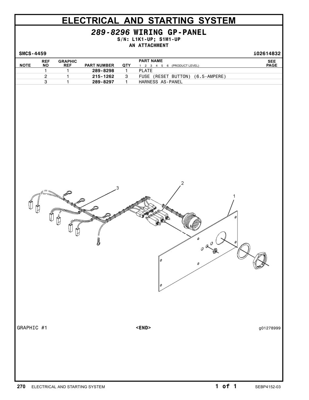 289-8298 PLATE CAT parts manual diagram