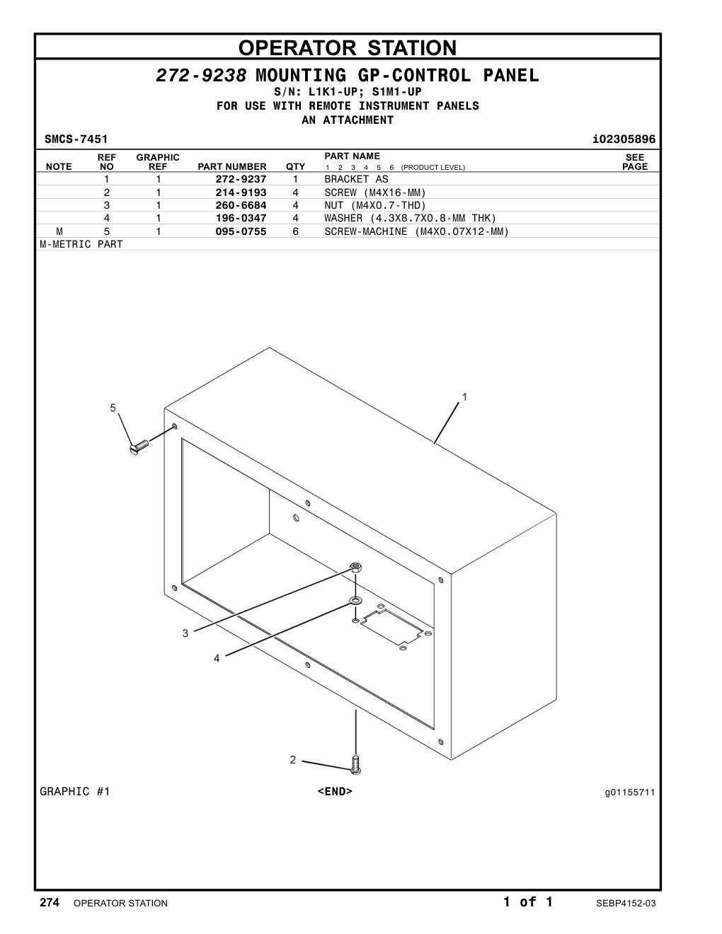 260-6684 NUT (M4X0.7-THD) CAT parts manual diagram