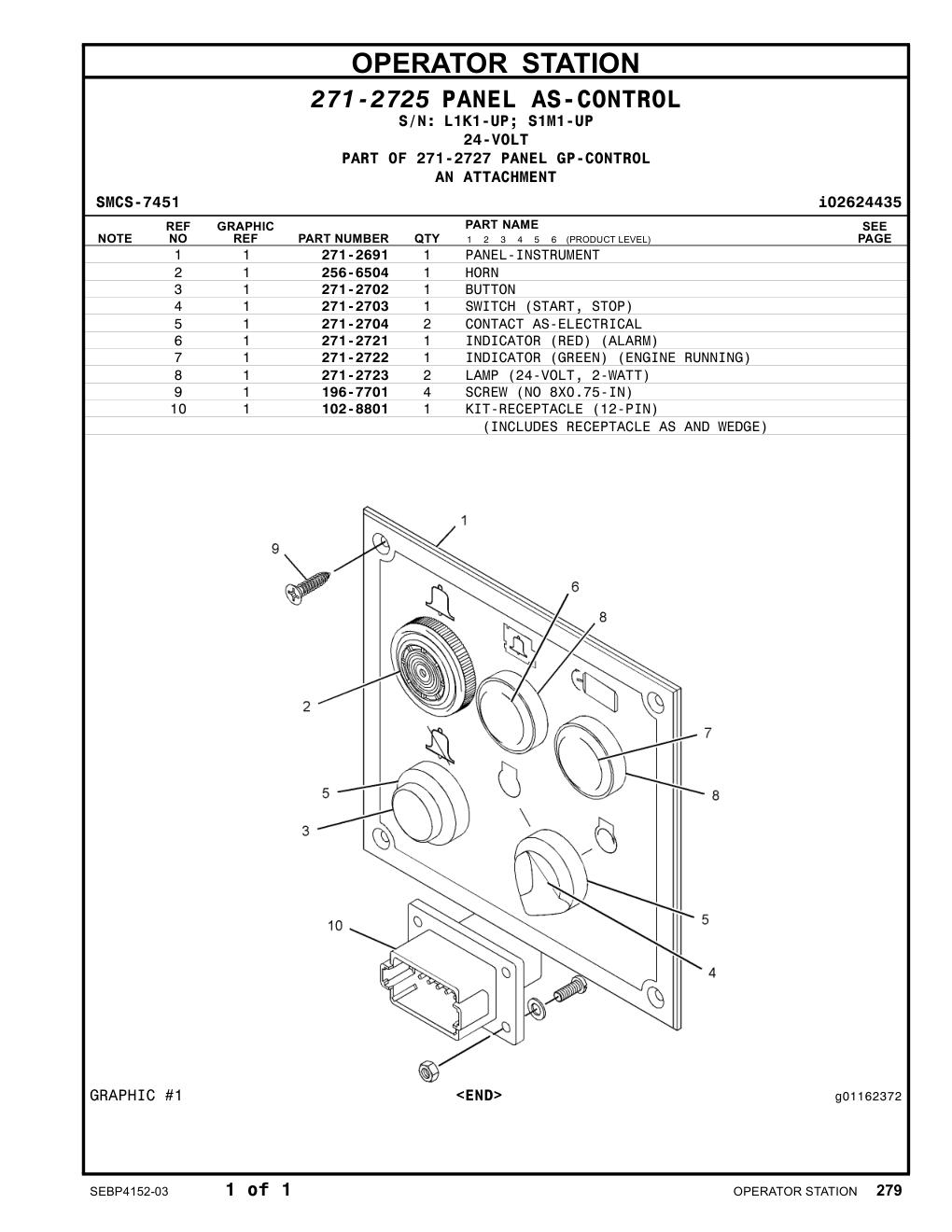 271-2723 LAMP (24-VOLT, 2-WATT) CAT parts manual diagram
