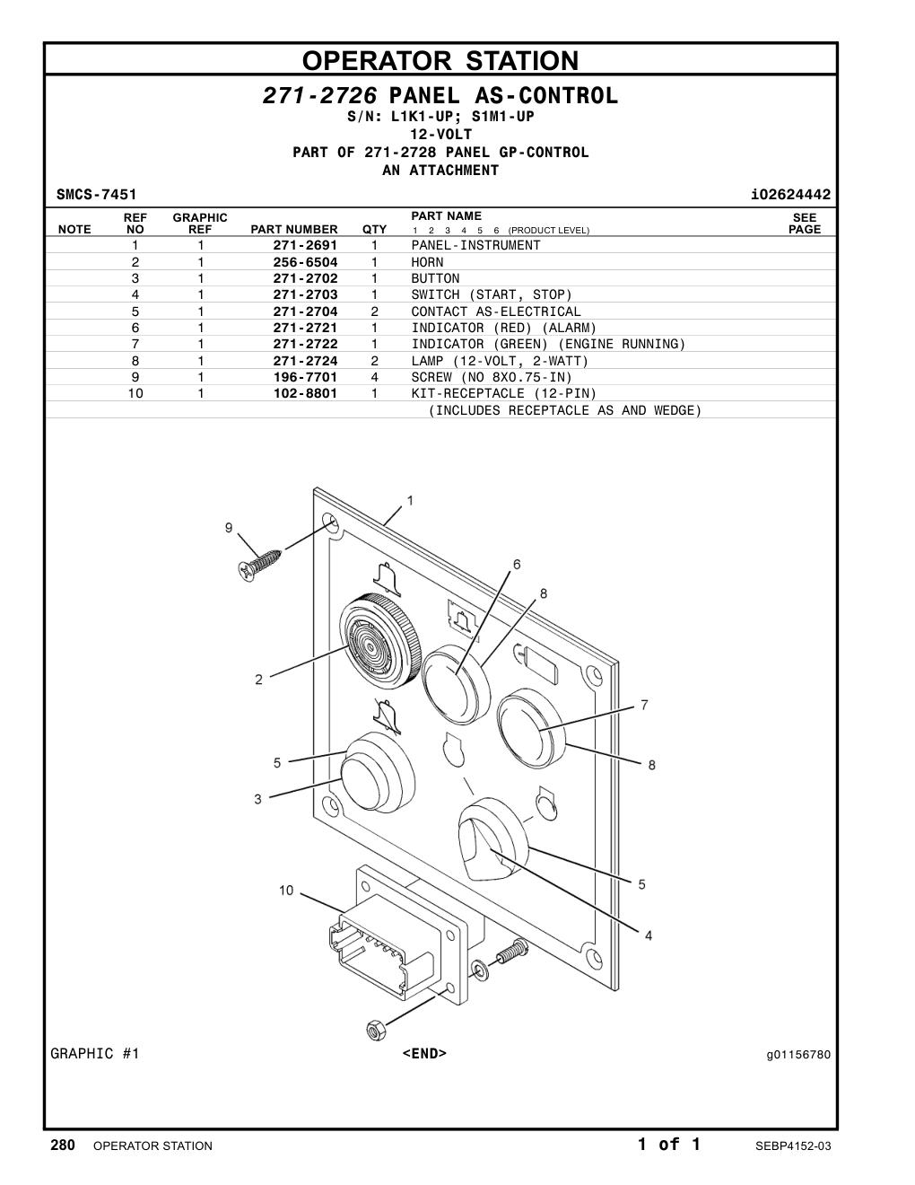 271-2724 LAMP (12-VOLT, 2-WATT) CAT parts manual diagram