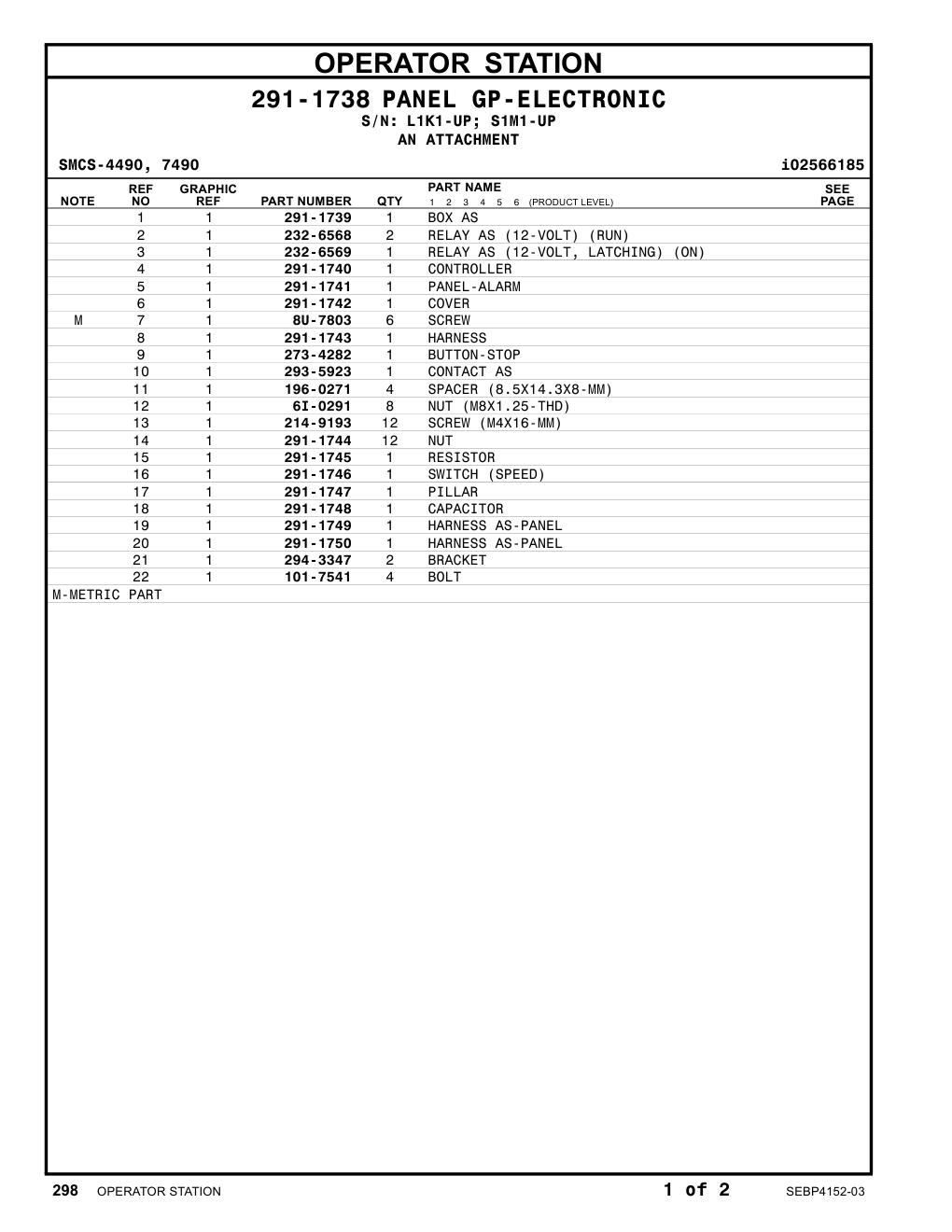 291-1740 CONTROLLER CAT parts manual diagram