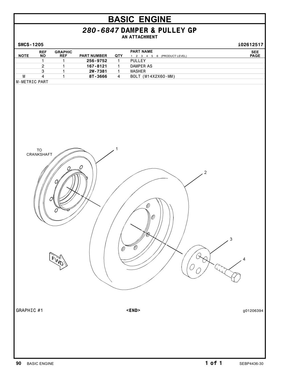 256-9752 PULLEY CAT parts manual diagram