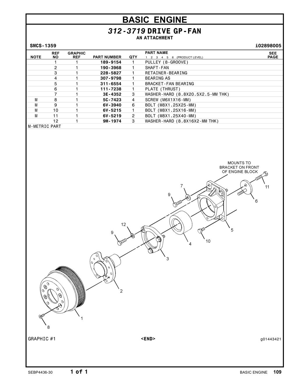 189-9154 PULLEY(8-GROOVE) CAT parts manual diagram
