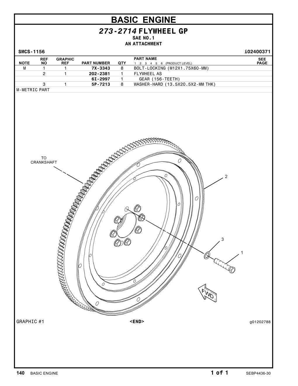 202-2381 FLYWHEELAS CAT parts manual diagram