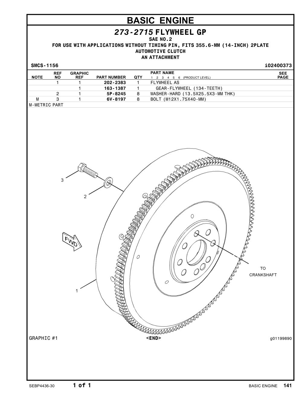202-2383 FLYWHEELAS CAT parts manual diagram
