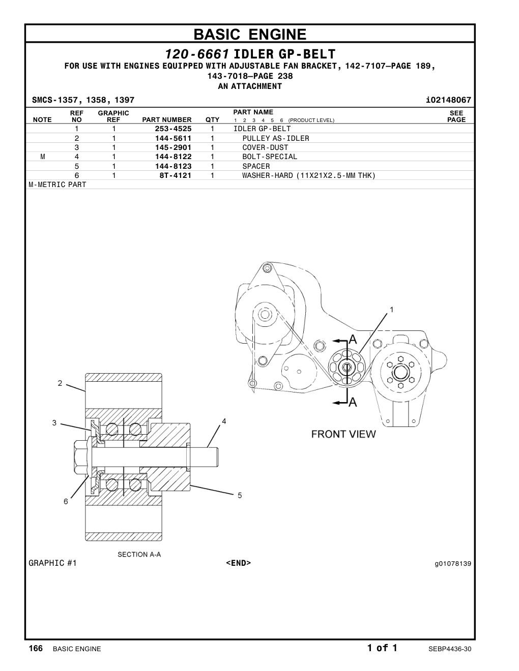 144-5611 PULLEYAS-IDLER CAT parts manual diagram