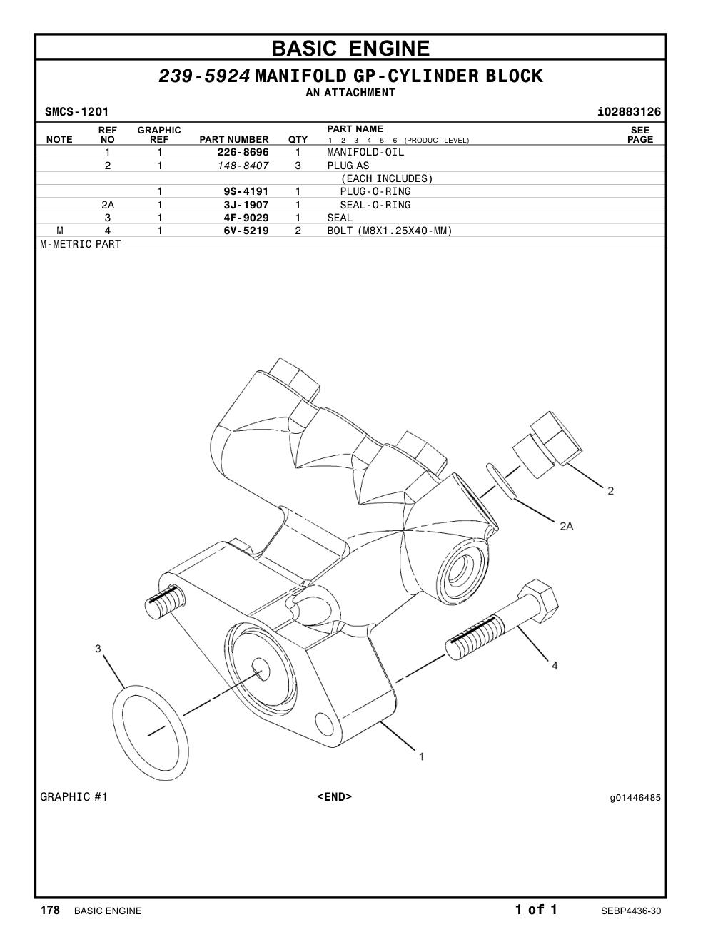 226-8696 MANIFOLD-OIL CAT parts manual diagram