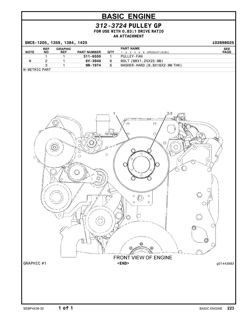 311-6550 PULLEY-FAN CAT parts manual diagram