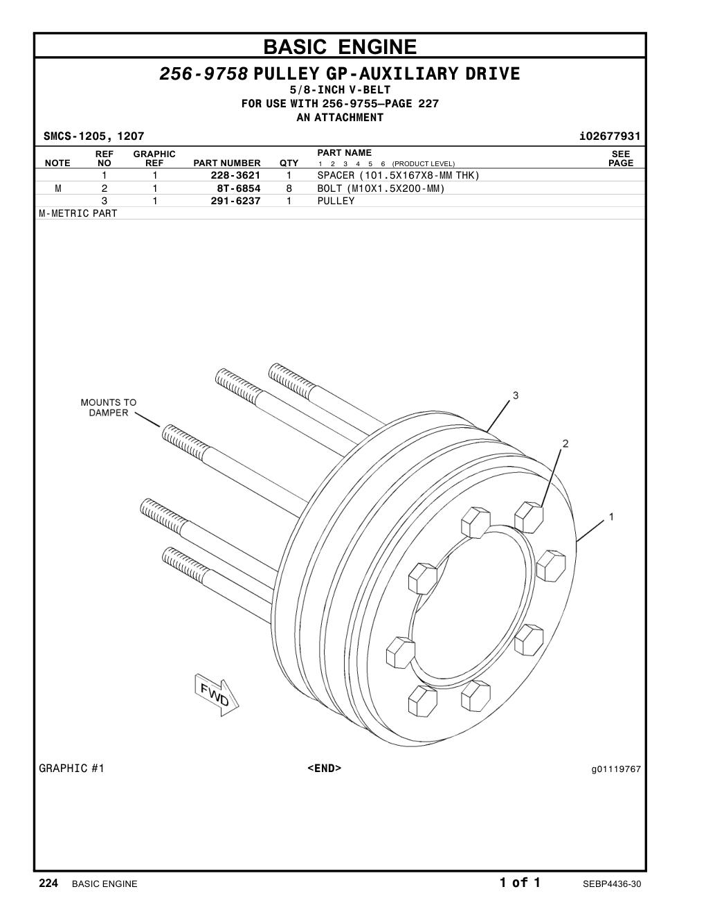 291-6237 PULLEY CAT parts manual diagram