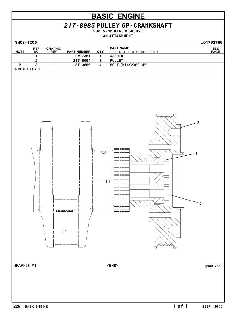 217-8994 PULLEY CAT parts manual diagram